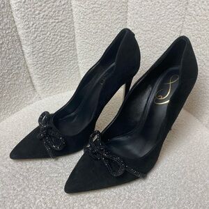 Sam Edelman Black Heels with Glitter Bow